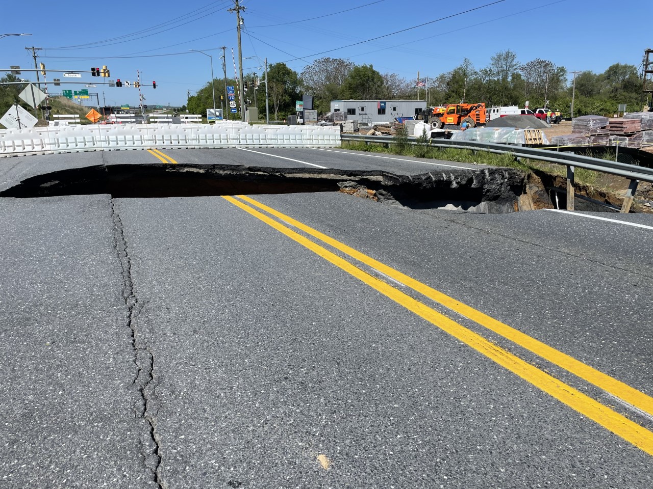 Work Ongoing On Repairing Monocacy Blvd In Frederick Following Sinkhole