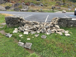 Stone Wall Near Devil’s Den At Gettysburg National Military Park Toppled